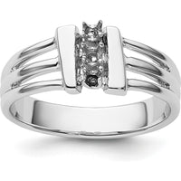 14K White Gold Ring Mounting with Three Round Side Stone Settings - 2.1mm Each by Oro Pregiato