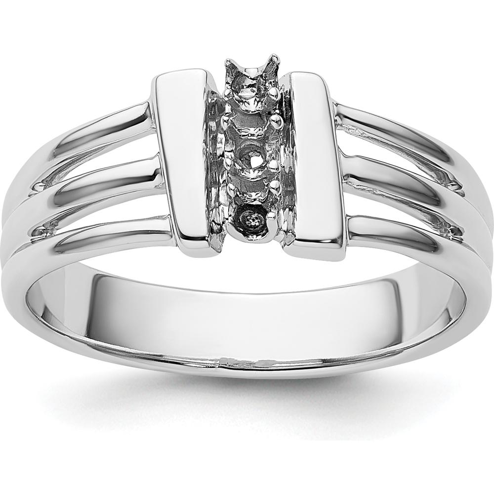 14K White Gold Ring Mounting with Three Round Side Stone Settings - 2.1mm Each by Oro Pregiato