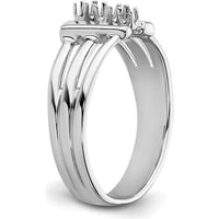 14K White Gold Ring Mounting with Three Round Side Stone Settings - 2.1mm Each by Oro Pregiato
