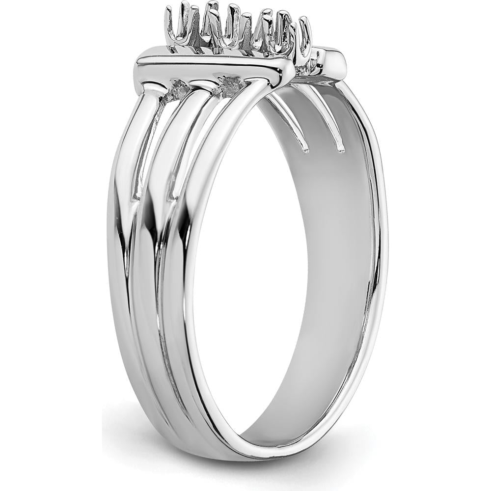 14K White Gold Ring Mounting with Three Round Side Stone Settings - 2.1mm Each by Oro Pregiato