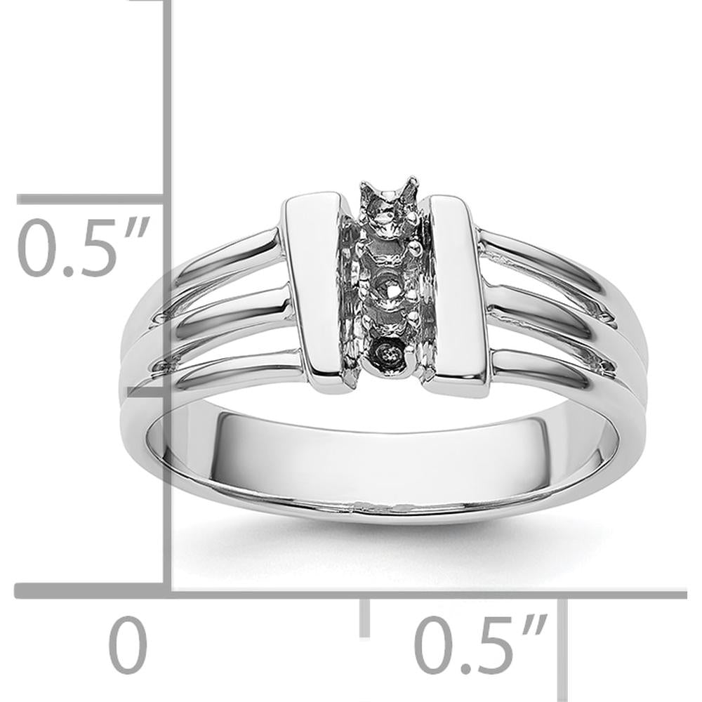 14K White Gold Ring Mounting with Three Round Side Stone Settings - 2.1mm Each by Oro Pregiato