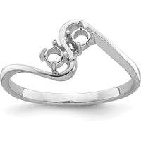 14K White Gold Ring Mounting with Two 3mm Round Gemstone Settings by Monteluci Fine Jewelry