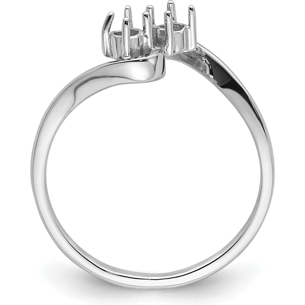 14K White Gold Ring Mounting with Two 3mm Round Gemstone Settings by Monteluci Fine Jewelry