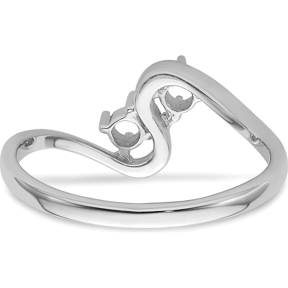 14K White Gold Ring Mounting with Two 3mm Round Gemstone Settings by Monteluci Fine Jewelry