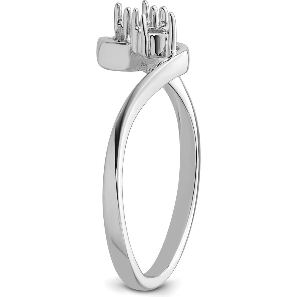 14K White Gold Ring Mounting with Two 3mm Round Gemstone Settings by Monteluci Fine Jewelry