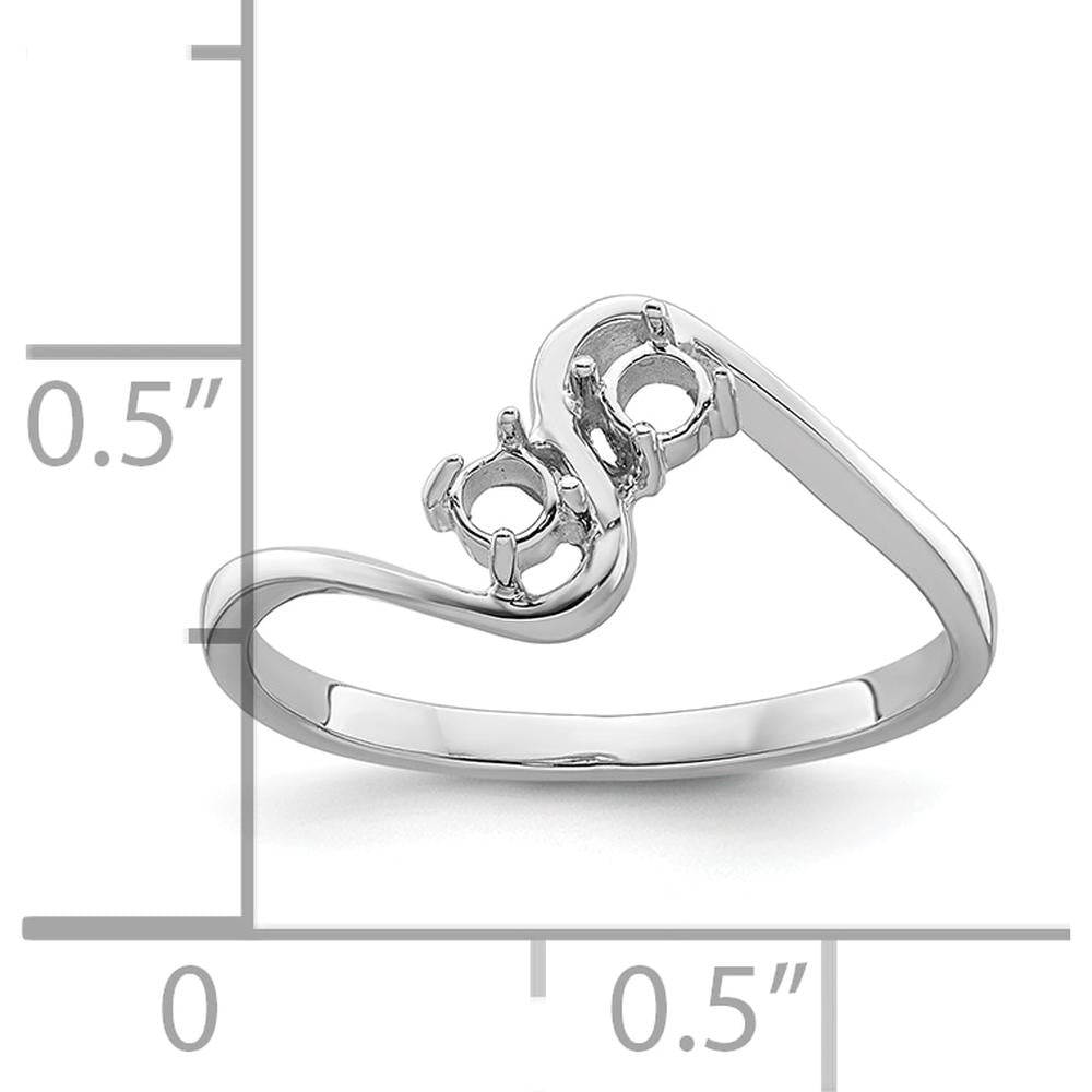 14K White Gold Ring Mounting with Two 3mm Round Gemstone Settings by Monteluci Fine Jewelry