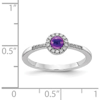 14K White Gold Ring with 0.24 Carat Cabochon Amethyst and 0.12 Carat Total Round Diamond Halo by 0
