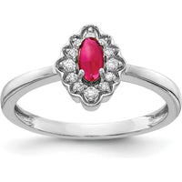 14K White Gold Ring with 0.35 Carat Oval Ruby and 0.096 Carat Diamond Floral Halo by 0