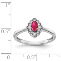 14K White Gold Ring with 0.35 Carat Oval Ruby and 0.096 Carat Diamond Floral Halo by 0