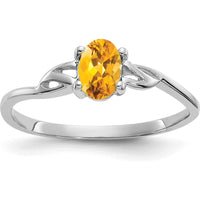14K White Gold Ring with 0.40 Carat Oval Natural Citrine by Oro Pregiato