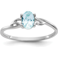 14K White Gold Ring with 0.43 Carat Oval Aquamarine in Four-Prong Setting by Oro Pregiato