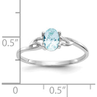 14K White Gold Ring with 0.43 Carat Oval Aquamarine in Four-Prong Setting by Oro Pregiato