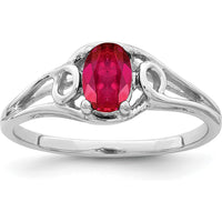 14K White Gold Ring with 0.6 Carat Oval Natural Ruby and Polished Open Scroll Split Shank Setting by Monteluci Fine Jewelry
