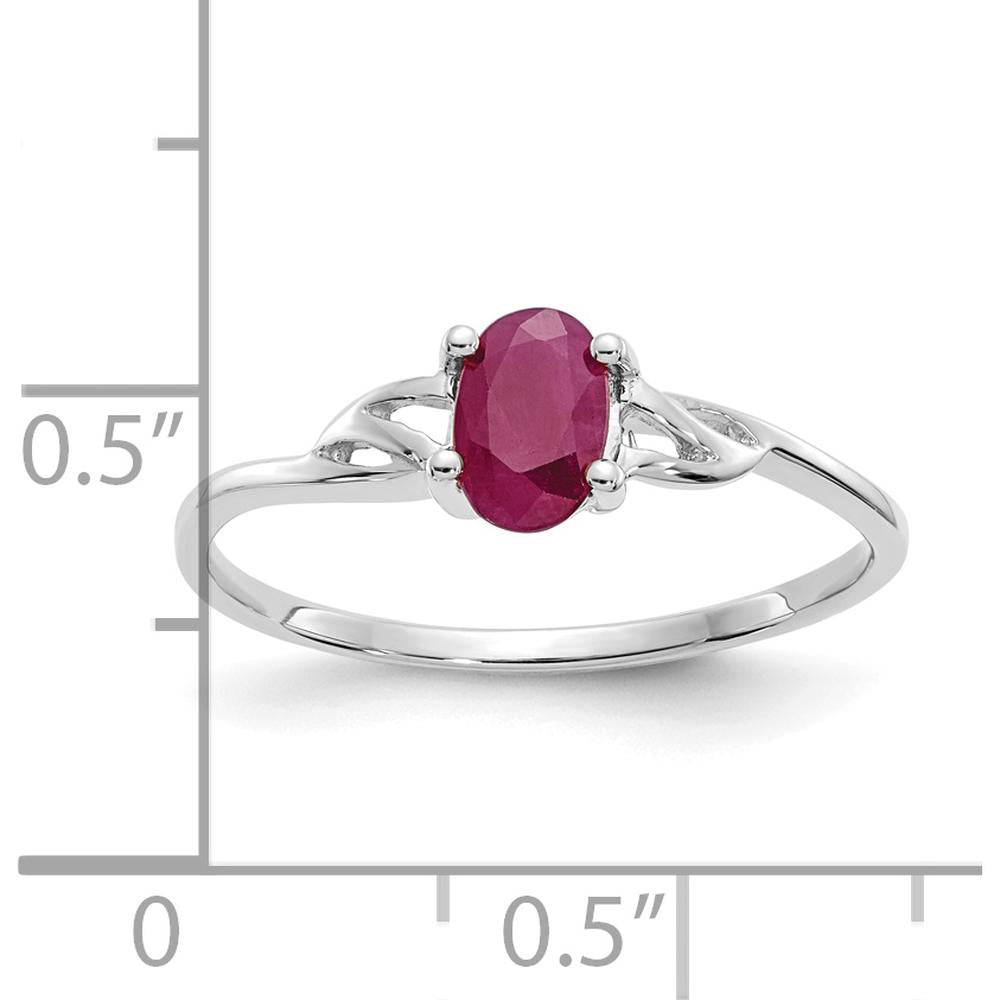 14K White Gold Ring with 0.63 Carat Oval Natural Ruby in Four-Prong Split Shank Setting by Oro Pregiato