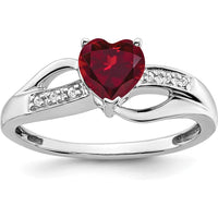 14K White Gold Ring with 0.75 Carat Heart-Shaped Lab-Created Ruby and Diamond Accents by 0