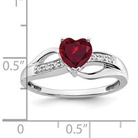 14K White Gold Ring with 0.75 Carat Heart-Shaped Lab-Created Ruby and Diamond Accents by 0