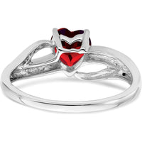 14K White Gold Ring with 0.75 Carat Heart-Shaped Lab-Created Ruby and Diamond Accents by 0