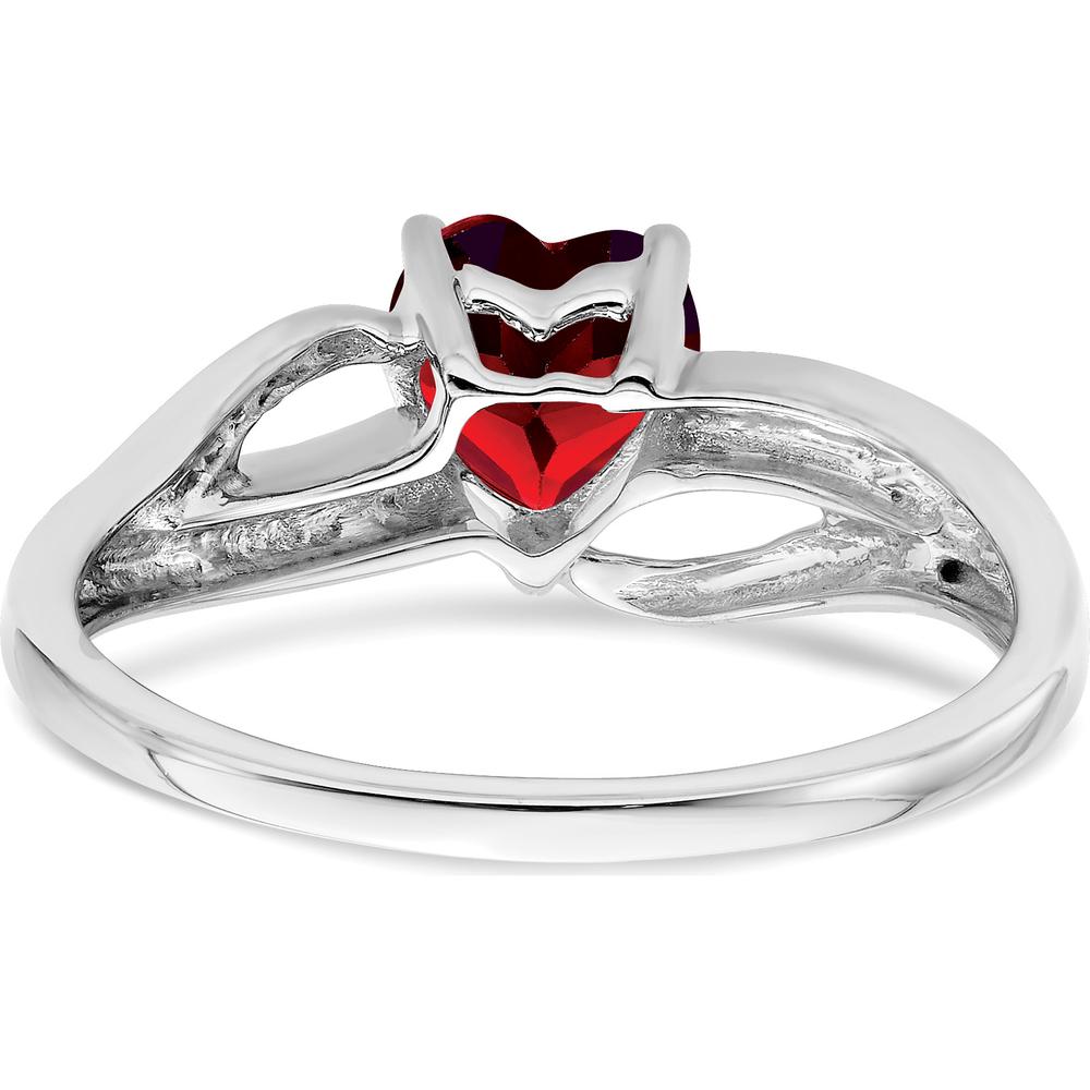 14K White Gold Ring with 0.75 Carat Heart-Shaped Lab-Created Ruby and Diamond Accents by 0
