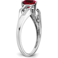 14K White Gold Ring with 0.75 Carat Heart-Shaped Lab-Created Ruby and Diamond Accents by 0