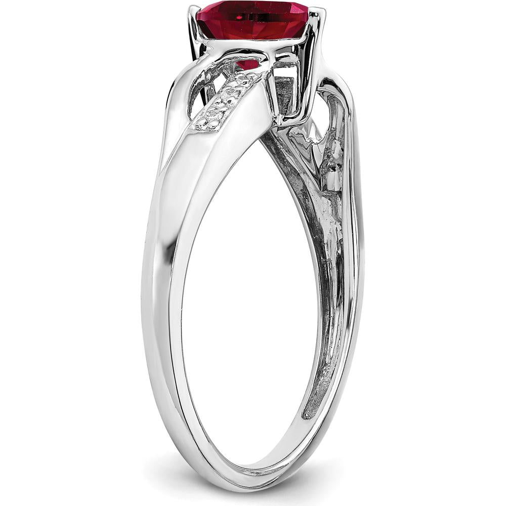 14K White Gold Ring with 0.75 Carat Heart-Shaped Lab-Created Ruby and Diamond Accents by 0