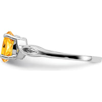 14K White Gold Ring with 0.80 Carat Oval Natural Citrine - Polished Twist Band by Monteluci Fine Jewelry