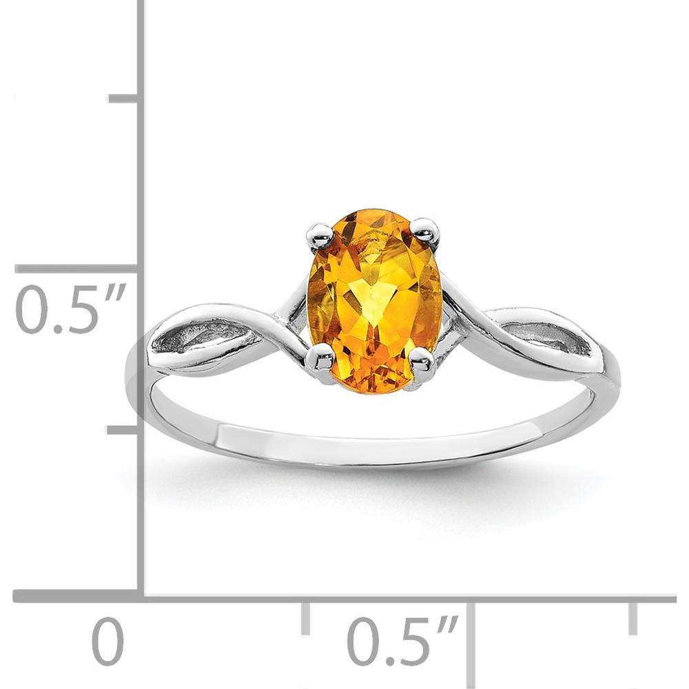 14K White Gold Ring with 0.80 Carat Oval Natural Citrine - Polished Twist Band by Monteluci Fine Jewelry