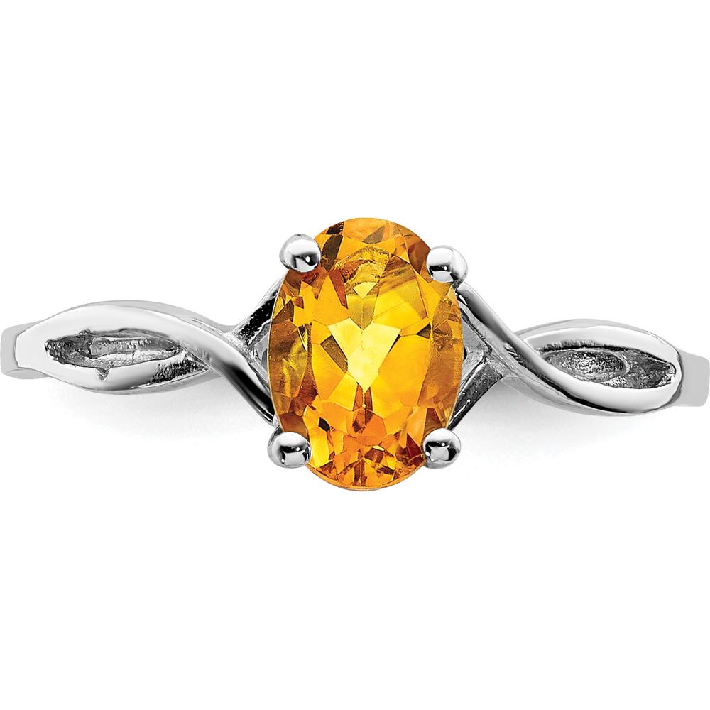 14K White Gold Ring with 0.80 Carat Oval Natural Citrine - Polished Twist Band by Monteluci Fine Jewelry