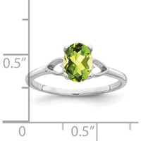 14K White Gold Ring with 0.85 Carat Oval Peridot in Open Heart Design by Monteluci Fine Jewelry