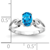 14K White Gold Ring with 1.00 Carat Oval Swiss Blue Topaz by Monteluci Fine Jewelry