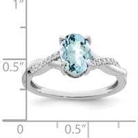 14K White Gold Ring with 1.339 Carat Oval Swiss Blue Topaz and 0.005 Carat Round Diamond Accents by 0