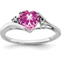 14K White Gold Ring with 1.52 Carat Heart-Shaped Lab Created Pink Sapphire and 0.01 Carat Round Diamonds by 0