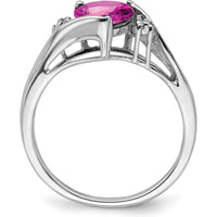 14K White Gold Ring with 1.52 Carat Heart-Shaped Lab Created Pink Sapphire and 0.01 Carat Round Diamonds by 0