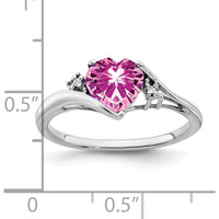 14K White Gold Ring with 1.52 Carat Heart-Shaped Lab Created Pink Sapphire and 0.01 Carat Round Diamonds by 0