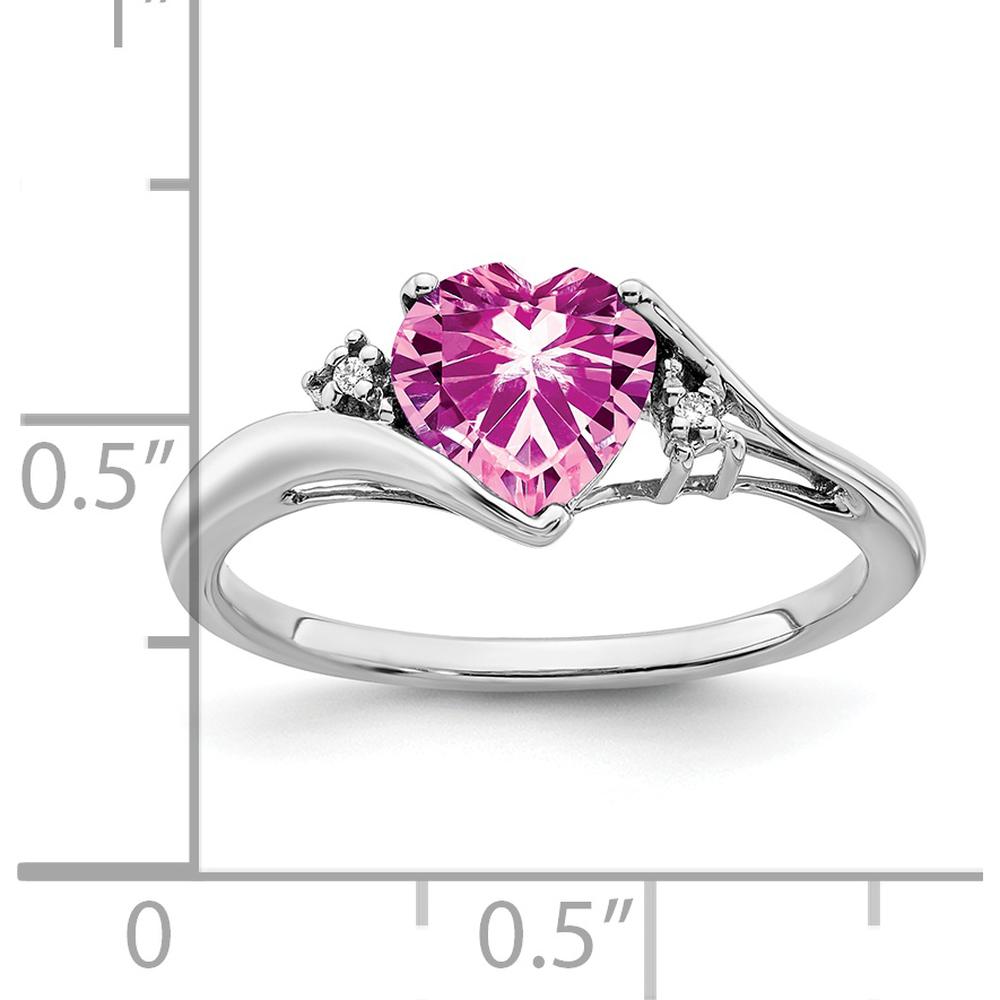 14K White Gold Ring with 1.52 Carat Heart-Shaped Lab Created Pink Sapphire and 0.01 Carat Round Diamonds by 0