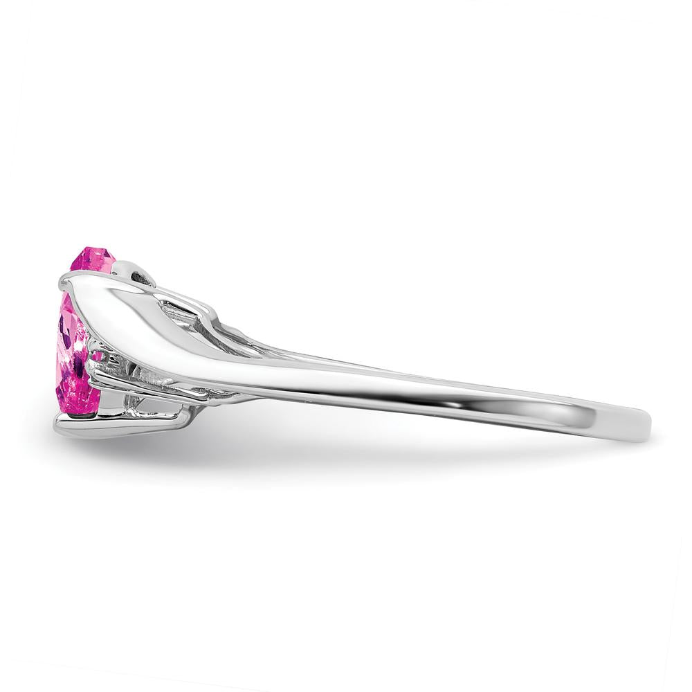14K White Gold Ring with 1.52 Carat Heart-Shaped Lab Created Pink Sapphire and 0.01 Carat Round Diamonds by 0