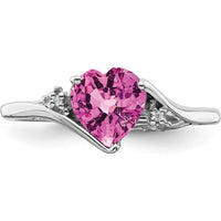 14K White Gold Ring with 1.52 Carat Heart-Shaped Lab Created Pink Sapphire and 0.01 Carat Round Diamonds by 0