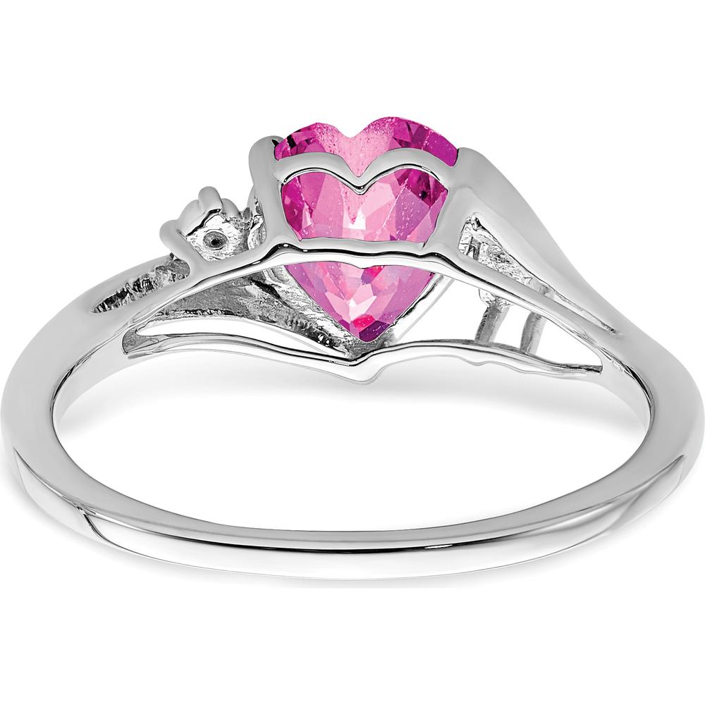 14K White Gold Ring with 1.52 Carat Heart-Shaped Lab Created Pink Sapphire and 0.01 Carat Round Diamonds by 0
