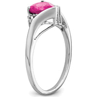 14K White Gold Ring with 1.52 Carat Heart-Shaped Lab Created Pink Sapphire and 0.01 Carat Round Diamonds by 0