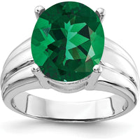 14K White Gold Ring with 12x10mm Oval Green Mount St. Helens Helenite - 5.00 Carat by Monteluci Fine Jewelry