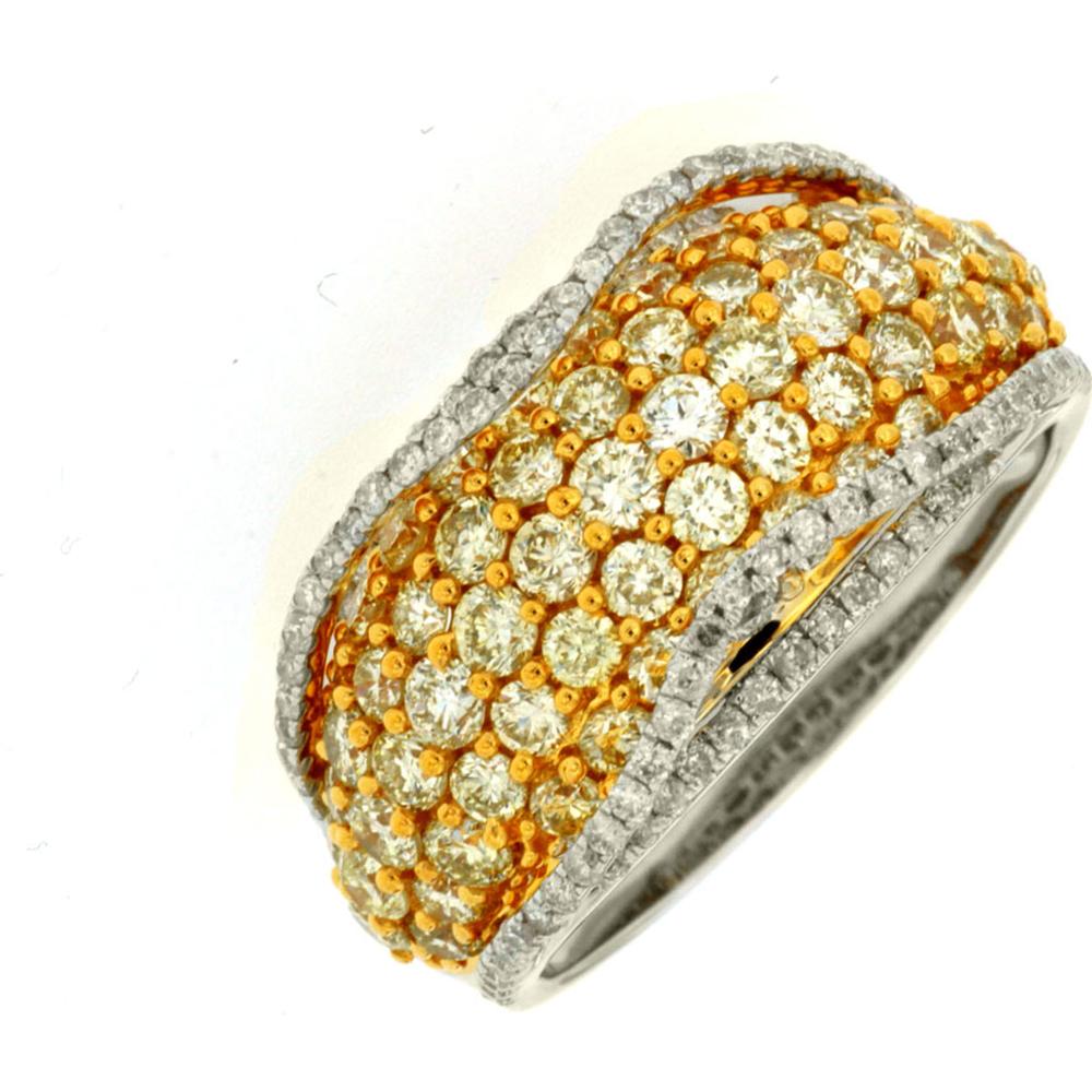 14K White Gold Ring with 2.00 Carats Yellow Diamond and Halo of White Diamonds - 2.44 Carats Total Diamond Weight