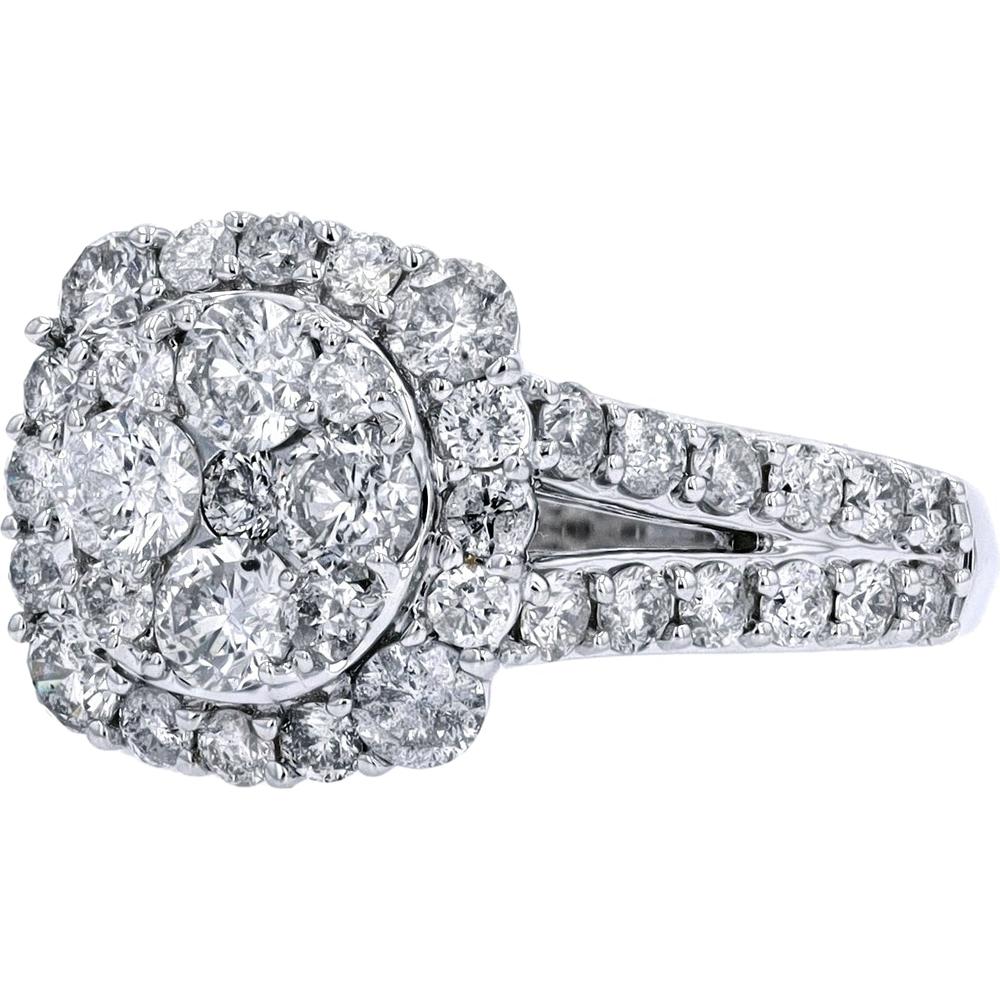 14K White Gold Ring with 2.00 Total Carat Weight Brilliant-Cut Diamonds