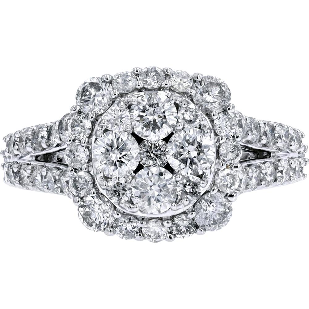 14K White Gold Ring with 2.00 Total Carat Weight Brilliant-Cut Diamonds