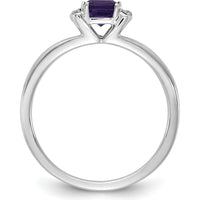 14K White Gold Ring with .60 Carat Square Amethyst and .03ctw Round Diamond Accents by 0