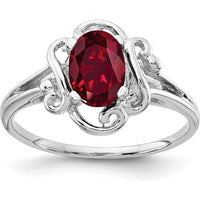 14K White Gold Ring with 7x5mm Oval Lab-Created Ruby in Scrollwork Setting by Monteluci Fine Jewelry