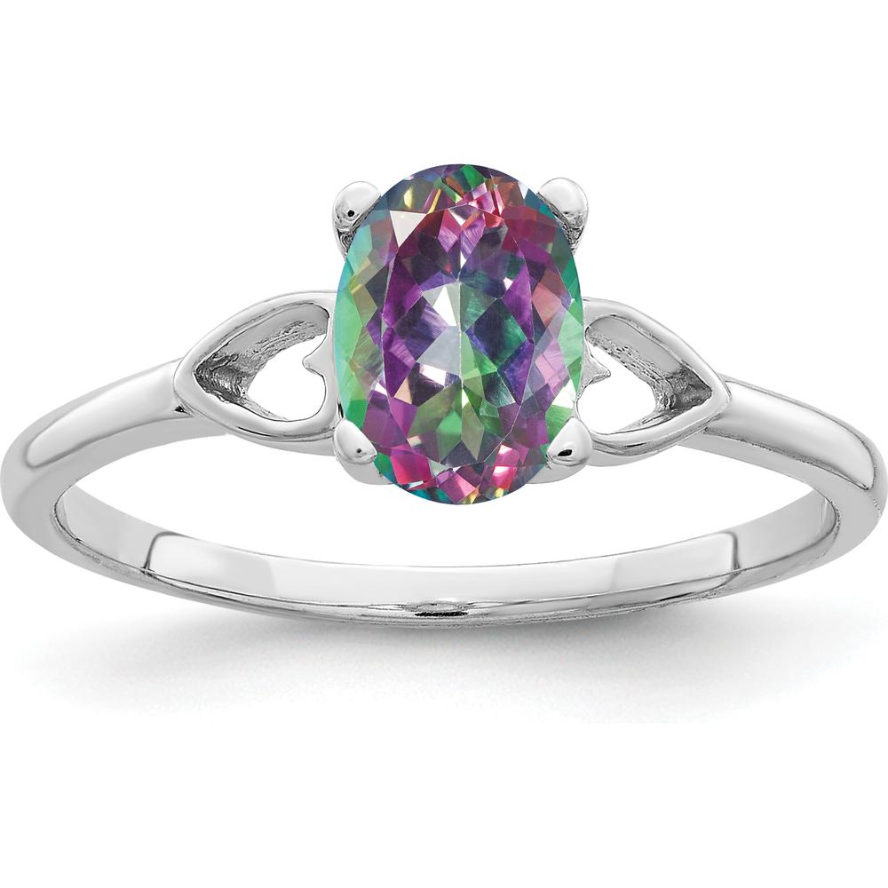 14K White Gold Ring with 7x5mm Oval Mystic Fire Topaz - 1.05 Carat Natural Gemstone by Monteluci Fine Jewelry
