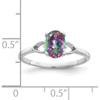 14K White Gold Ring with 7x5mm Oval Mystic Fire Topaz - 1.05 Carat Natural Gemstone by Monteluci Fine Jewelry