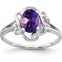 14K White Gold Ring with 7x5mm Oval Natural Amethyst - 0.75 Carat Gemstone Weight by Monteluci Fine Jewelry