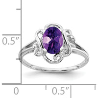 14K White Gold Ring with 7x5mm Oval Natural Amethyst - 0.75 Carat Gemstone Weight by Monteluci Fine Jewelry