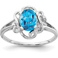14K White Gold Ring with 7x5mm Oval Swiss Blue Topaz - 1.00 Carat Gemstone by Monteluci Fine Jewelry
