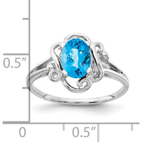 14K White Gold Ring with 7x5mm Oval Swiss Blue Topaz - 1.00 Carat Gemstone by Monteluci Fine Jewelry